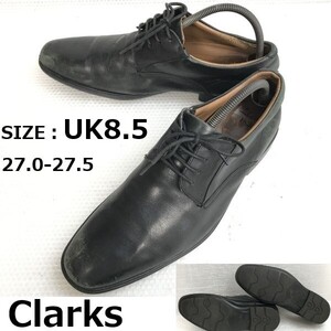 Clarks/クラークス★本革/レザープレーントゥ【UK8.5/black/黒】ビジネス/ドレスシューズ/Leather/Dress shoes◆sD-072