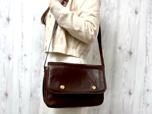 極美品 CELINE セリーヌ ヴィンテージ 馬車金具 ショルダーバッグ バッグ レザー 茶 78918Y