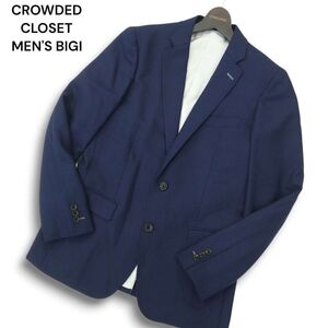 CROWDED CLOSET メンズビギ 秋冬★ 裏地ストライプ アンコン テーラード ジャケット Sz.3 メンズ ネイビー　A5T00137_1#N