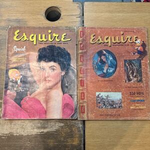 a1204-4.洋書 雑誌 ESQUIRE 2冊 (傷み含む) 洋雑誌 magazine men 1950年代 インテリア interior 装飾 小物 アート