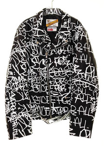 SUPREME × COMME des GARCONS SHIRT × SCHOTT 18AW PAINTED PERFECTO LEATHER JACKET コムデギャルソン ショット レザー ライダース☆AA