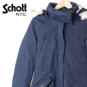 ショット Schott■ダウンジャケット　フード　ファー部分　着脱可■XS■ネイビー ※NK4d02204