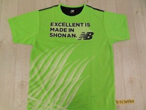 美品！NEW BALANCE ニューバランス メンズ 湘南インターナショナルマラソン2013 半袖Tシャツ M 蛍光グリーン黒