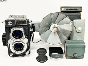 Yashica 44 LM ヤシカ Yashinon 1:3.5 f=60mm 二眼レフ フィルムカメラ 東芝発光器 p-5 ケース付 シャッター可能 ジャンク 1204Y8-8