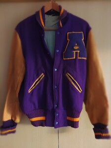 SPECIAL ヴィンテージ1950s USA Stanley Andrews スタジャン Melton Wool Leather Varsity Jacket ウール 袖レザー レア レイカーズカラー