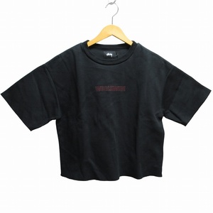 ステューシー STUSSY WORLD WIDE Tシャツ カットソー バックロゴ プリント 1980 S 黒 ブラック ■GY19 0624 レディース