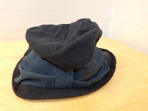 (n000u)ムーンバット　レディース　帽子　リボン　紺色　ネイビー　M　57.5cm　冬物　女性用