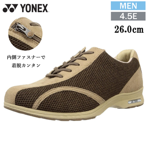 M30AW BEDBR 26.0cm ヨネックス YONEX パワークッション ウォーキングシューズ メンズ 靴 幅広 ワイド 4.5E メッシュ ファスナー