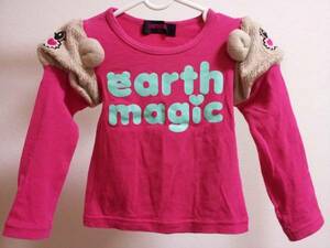 良品中古!! ★ EARTHMAGIC アースマジック ★ ロングTシャツ マフィー ロンT 長袖シャツ トップス ピンク EMC サイズ100 ★ earth magic ★