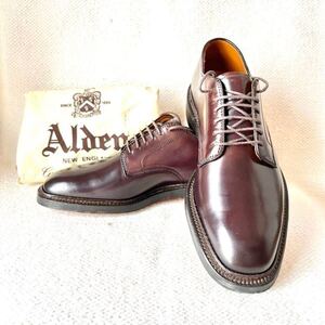 未使用 オールデン ALDEN SHIPS別注 コードバン ドレスシューズ ビジネスシューズ レザーシューズ プレーントゥ ブラウン 赤茶 7 D 43100