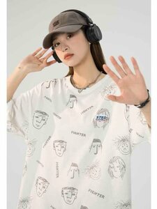 韓国風 レディース 半袖Tシャツ 新しい夏 カジュアル ファッション半袖Tシャツ XL ホワイト