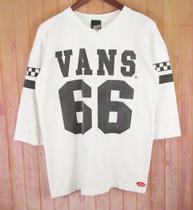 LAT10253 VANS バンズ 7分丈 フットボール Tシャツ ラグランスリーブ ホワイト系 S（クリックポスト可）