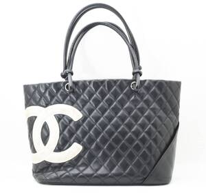 1円 CHANEL　シャネル　カンボンライン　トートバッグ　肩掛け　ショルダーバッグ　2トーン　バイカラー　ココマーク　シールあり　24-3991