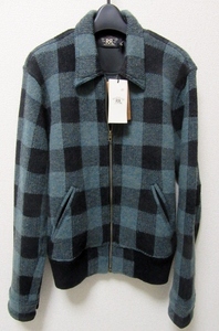 新品 9.8万 RRL INDIGO PLAID SWEATER JACKET セーター ジャケット S チェック ネルシャツ レザー デニム ラルフローレン ダブルアールエル