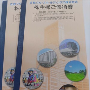 近鉄グループ優待券2冊10円、普通郵便送料込み150円。2024年7月30日までご利用出来ます割引券です。