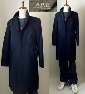 ★【国内正規品 フランス製 デザイン◎ HIVER 2000 傑作アーカイブ】 A.P.C.(APC) アーペーセー ウール チェスター コート M ブラック