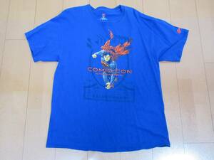 USED Tシャツ スーパーマン ７５周年記念 コミコン開催記念グッズ 【古着 海外製 青 L】 アメコミ DCコミックス ヒーロー