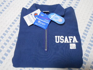 新品！チャンピオン　リバースウィーブ　USAFA　ハーフジップ　スウェットシャツ　M　ネイビー　軍物　USMA　NAVY　ARMY　YALE