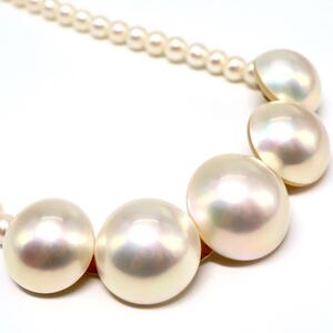 1円〜!!美品!!TASAKI(田崎真珠)▲K18 本真珠/マベパールネックレス▲J 約17.4g 約39.0cm パール pearl jewelry necklace FA0/FA2 C276