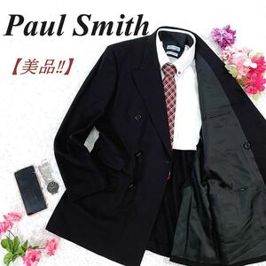 【美品】 Paul Smith ポールスミス ダブルテーラードジャケット BLACK 黒 テーラードジャケット 上着 フォーマルジャケット M