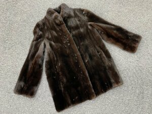 【中古美品】PIERRE BALMAIN/ピエールバルマン 毛皮 ミンク ファー コート ジャケット ダークブラウン ネームあり