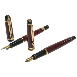 【WATERMAN 万年筆 2本まとめ】Phileas フィリアス レッドマーブル × ゴールド ウォーターマン バイカラーニブ FRANCE コレクション J787