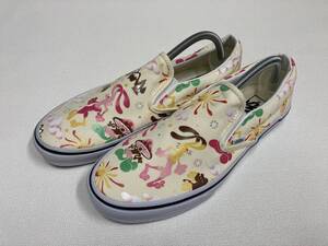 レア!! VANS SLIPON 生成り ベージュ ウサギ キノコ 総柄 US12 (30cm) アメリカ企画限定!! スリッポン バンズ