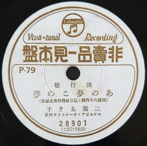 【SP盤レコード】Columbia流行歌/非賣品-見本盤/あの夢この夢 二葉あき子/女をと人形 豆千代/SPレコード