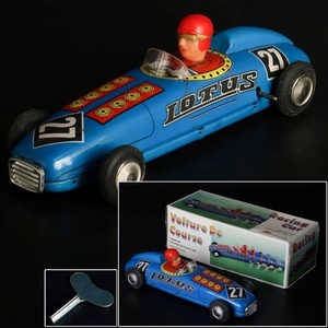 【宙】昭和レトロ ブリキ玩具 LOTUS 27 レーシングカー 幅23.6cm 共箱 動作確認済 ゼンマイ付 ロータス Racing car C4IS08.j.B