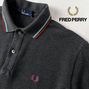 フレッドペリー FRED PERRY ポロシャツ M チャコール グレー 半袖 鹿の子 シャツ F1153