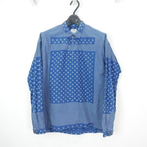 visvim ビズビム KERCHIEF DOTS TUNIC SHIRT リネン混 コットン 長袖 インディゴ染め ヴィンテージ加工 バンダナ柄 プルオーバー シャツ 1