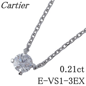 カルティエ 1895 ソリテール ダイヤ ネックレス 0.21ct E-VS1-3EX 42cm Au750WG GIAレポート 保証書(2023年)【17507】