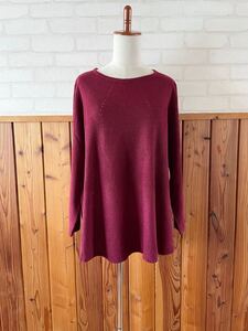 Lily Merry レディース ニット セーター 3Lサイズ 長袖 ワインレッド 赤紫 L-XL アクリル プルオーバー knit sweater ② 