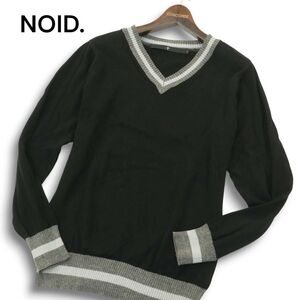 NOID. ノーアイディー 秋冬★ スリム Vネック チルデン ニット セーター Sz.1　メンズ 黒　A4T11158_A#K