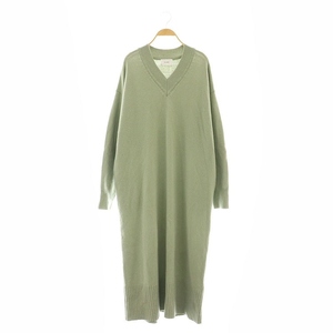 クラネ CLANE 23AW V NECK LOOSE KNIT ONEPIECE ワンピース ニット ロング Vネック 長袖 1 スモークグリーン /DF ■OS レディース