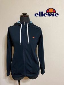 【美品】 ellesse エレッセ レディース ジップパーカー トレーニング ジャージ トップス サイズM 長袖 ネイビー EW34100 ゴールドウィン