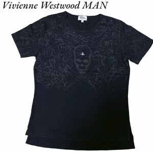 Vivienne Westwood MAN ヴィヴィアンウエストウッドマン　半袖 Tシャツ ブラック 黒 メンズ　46 M 日本製　ドクロ　シルバーオーブ