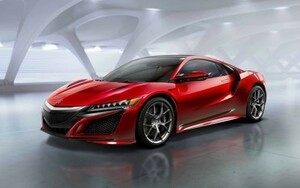 ホンダ アキュラ NSX（2代目）コンセプト 2015年 ブルゴーニュ 絵画風 壁紙ポスター 特大ワイド版921×576mm（はがせるシール式）007W1