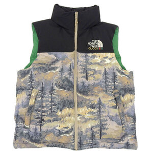 ◆美品◆ グッチ GUCCI×ノースフェイス THE NORTH FACE ヌプシダウンベスト ベージュ系×ブラック sizeM フード付 NUPTSE メンズ [Y03300]