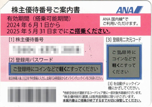 #10106　ANA株主優待（赤） 割引券 3枚　発送も番号通知も可　2025年5月31日まで 