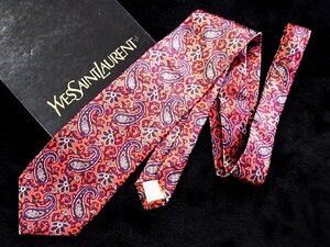 ♪今週の特売980円～♪3300♪良品【YSL】サンローラン【ペイズリー 花 植物 柄】ネクタイ♪