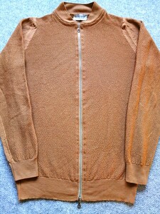 【定価48,400円】JOHN SMEDLEY ジョンスメドレー 30ゲージ メリノウール ダブルジップアップカーディガン camel キャメル