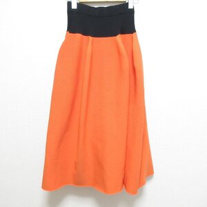 美品 CFCL シーエフシーエル POTTERY SKIRT 1 バイカラー ミモレ丈 スカート CF004KG020 サイズ0 オレンジ×ブラック ◆