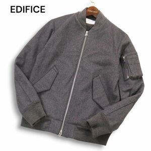 EDIFICE エディフィス 秋冬★ フランネル ウール MA-1 フライト ジャケット ブルゾン Sz.S　メンズ グレー　I4T03068_9#N