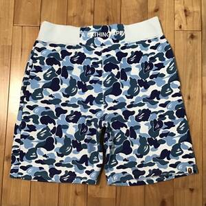 ABC camo Blue スウェット ハーフパンツ Lサイズ a bathing ape BAPE shorts エイプ ベイプ アベイシングエイプ 迷彩 ABCカモ y73