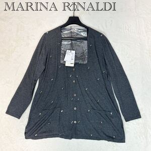 MARINA RINALDI ロングカーディガン　シルク　カシミヤ　ビジュ