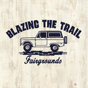 ■BLAZING THE TRAIL Tシャツ■Lサイズ（ホワイトxネイビー）アメリカ　アメ車　フォード ブロンコ　ア－リ－ブロンコ　FORD　BRONCO