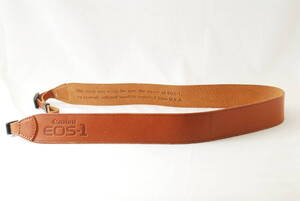 ☆Canon キヤノン EOS-1 革 カメラ ストラップ キャメル 茶色 CPE 皮 レザー 型押し 英文字 イオス ショルダー Camera Strap レア 貴重☆