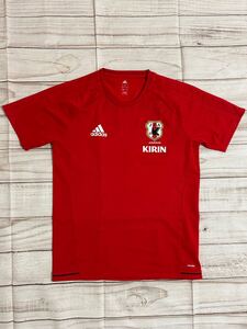 サッカー　日本代表　プラシャツ　練習着　Tシャツ　赤　KIRIN 半袖　O フットサル