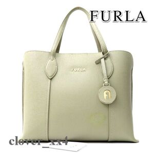 【美品 一部ダメージ有】フルラ ハンドバッグ ヴィットリア グレー 系 レザー FURLA バッグ 中古